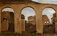 The Colosseum, seen through the Arcades of the Basilica of Constantine, 1825, corot