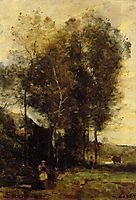 Cowherd in a Dell, Souvenir of Brittany, c.1873, corot