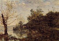 Cowherd by the Water, c.1870, corot