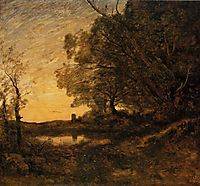 Evening Distant Tower, c.1865, corot