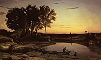 Evening Landscape (The Ferryman, Evening), 1839, corot