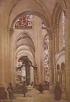 Interior of the Cathedral of St. Etienne, Sens, c.1874, corot