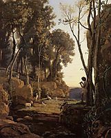 Landscape, Setting Sun (The Little Shepherd), 1840, corot