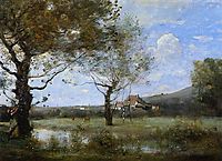 Meadow with Two Large Trees, 1870, corot