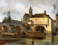Moret sur Loing, the Bridge and the Church, 1822, corot