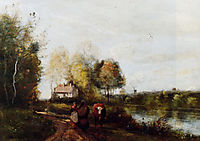 The Road at the River Bank, corot