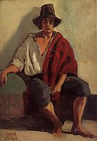 A Seated Italian from Paeigno Facing Front, c.1828, corot