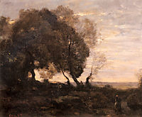 Twisted Trees on a Ridge (Sunset), corot