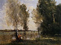 Woman Picking Flowers in a Pasture, c.1860, corot
