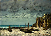 Boats on a Beach, Etretat, c.1869, courbet