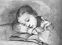 Portrait of Juliette Courbet as a Sleeping Child, 1841, courbet