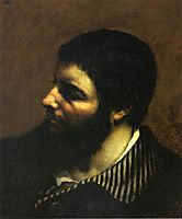 Self-Portrait with Striped Collar , 1854, courbet