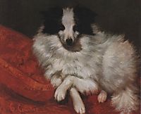 Sitting on Cushions Dog , 1855, courbet