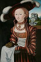 Portrait of a Young Woman Holding Grapes and Apples, 1528, cranach