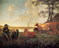 Landscape with Shepherds and Flock, Near Rhenen, cuyp