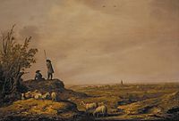 Panoramic Landscape with Shepherds, Sheep and a Town in the Distance, 1644, cuyp