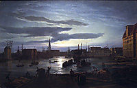 Copenhagen Harbour by Moonlight, 1846, dahl