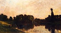 Daybreak, the Oise, Ile de Vaux, 1869, daubigny