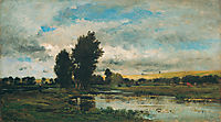 French River Scene, 1871, daubigny