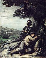 Don Quixote and Sancho Pansa Having a Rest under a Tree, c.1855, daumier