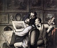 Three Amateurs in front of the Night Review of Raffet, daumier