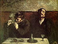 Two Men Sitting with a Table, or the Smokers, daumier