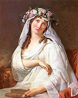 A Vestal Virgin Crowned With Flowers, david