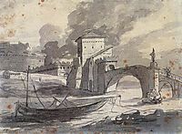 View of the Tiber and Castel Saint Angelo, 1776-1777, david