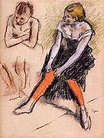 ancer with Red Stockings , c.1884, degas