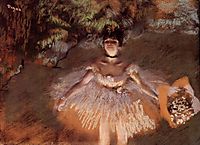 Dancer on Stage with a Bouquet, c.1876, degas