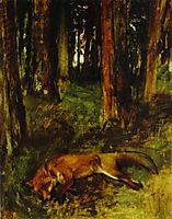 Dead fox lying in the Undergrowth, 1865, degas