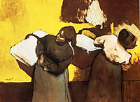 Laundresses Carrying Linen in Town, 1878, degas