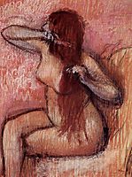 Seated Nude Combing Her Hair, c.1890, degas