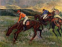 Three Jockeys, c.1900, degas
