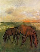 Two Horses in a Pasture, c.1871, degas
