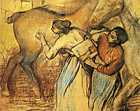 Two Laundresses and a Horse, 1902, degas