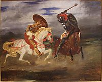 Confrontation of knights in the countryside, 1834, delacroix