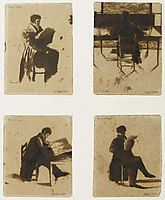 Four Views of men sitting, 1838, delacroix
