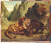 Lion and boar, 1853, delacroix