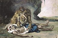 Lion Rending Apart a Corpse, delacroix