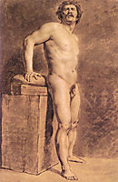 Male Academy Figure, probably Polonais, standing, 1821, delacroix