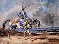 A Turkish Man on a Grey Horse, delacroix