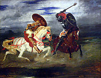 Two Knights Fighting in a Landscape, c.1824, delacroix