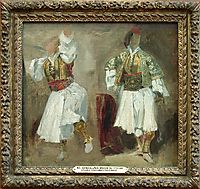 Two Views of costumes Souliotes, 1825, delacroix