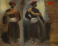 Two Views of a Standing Indian from Calcutta, 1824, delacroix