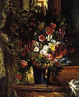 A Vase of Flowers on a Console, 1848-1850, delacroix