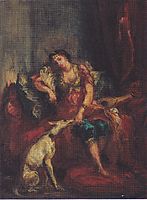 Woman from Algiers with Windhund, 1854, delacroix