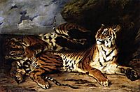 A Young Tiger Playing with its Mother, 1830, delacroix