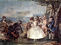 Minuet with Pantaloon and Colombine, from the Room of Carnival Scenes in the Foresteria, 1757, domenicotiepolo