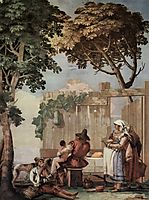 Peasant Family at Table, from the Room of Rustic Scenes, in the Foresteria (Guesthouse), 1757, domenicotiepolo